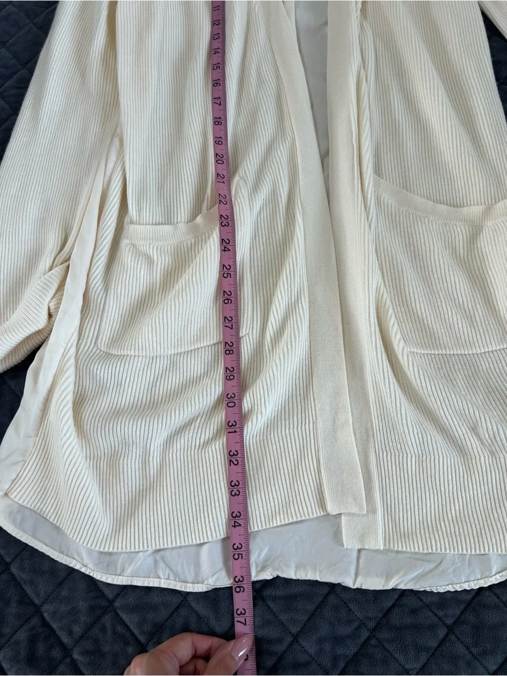 Lululemon Cardigan Sweater Women’s Size 10 Cream Open Front Knit Long C3